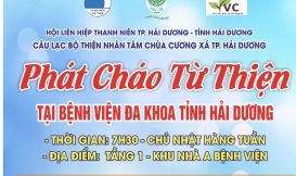 Chương trình phát cháo hàng tuần của CLB Thiện Nhân Tâm chùa Cương Xá tại bệnh viện đa khoa tỉnh Hải dương