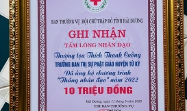 Ủng hộ tháng nhân đạo của hội chữ thập đỏ tỉnh phát động